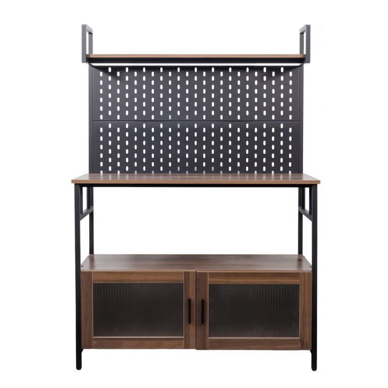 39.37" Kitchen Bakers Rack Storage Shelf with Cabinet and Shelves