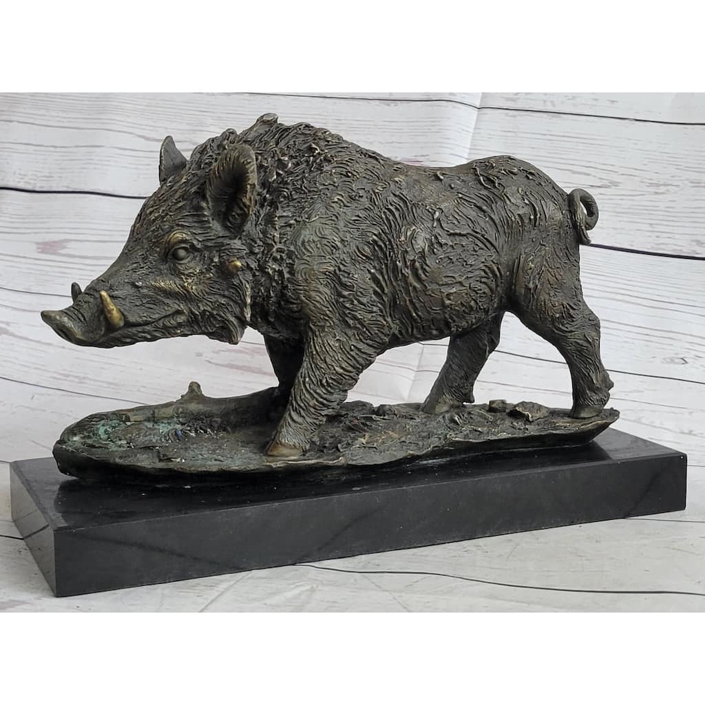 Art Deco Hotcast Wild Pig Boar Farm Bronze Animal Statue Sculpture Figurine Gift