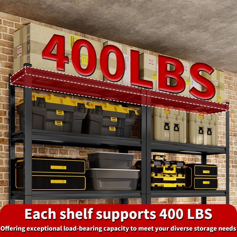 5/6-Tier Adjustable Heavy Duty Metal Storage Shelves, Black, 72/82"H