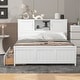 preview thumbnail 13 of 22, Full Platform Bed with 2-Drawers, Storage Headboard and Sliding Door, Grey White
