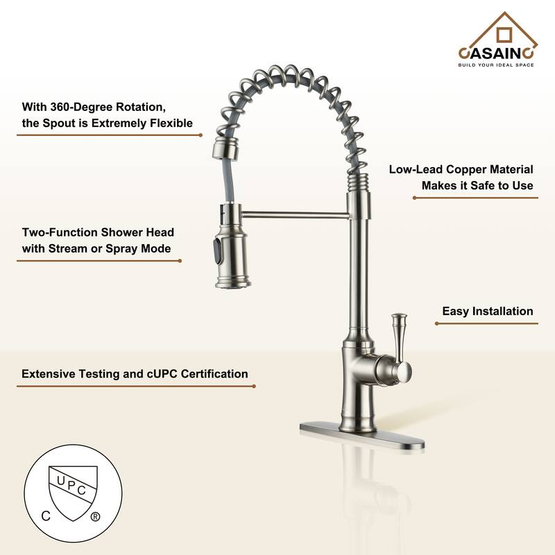 Single Handle 21 in. Pull Down Sprayer Kitchen Faucet