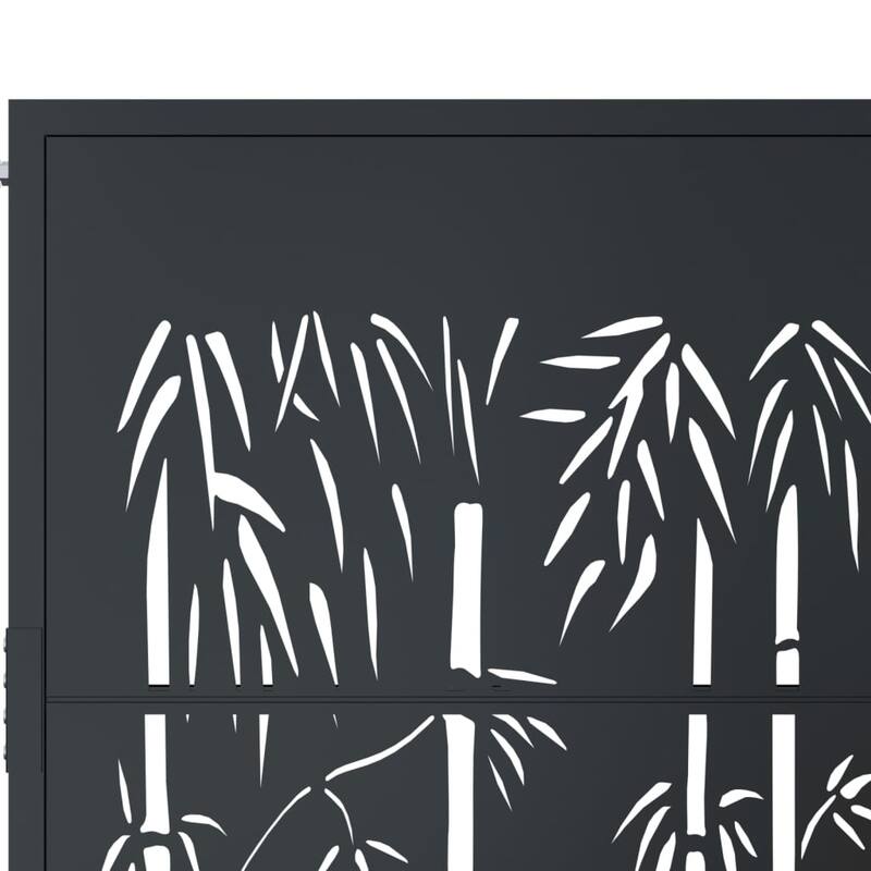 vidaXL Garden Gate Anthracite Steel Bamboo Design