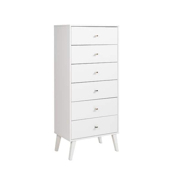 prepac milo mid century modern 6-drawer dresser Prepac Milo Mid-Century Modern 6 Drawer Dresser, Tall Chest of Drawers,  Retro Bedroom Furniture, Lingerie Dresser - Bed Bath & Beyond