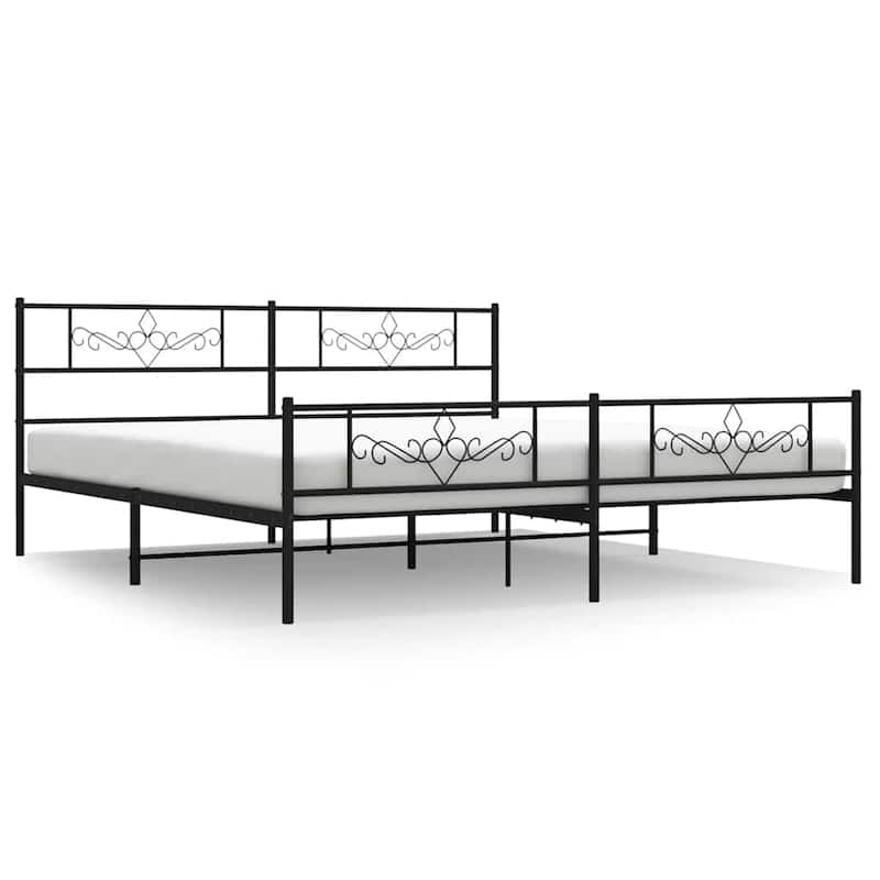 vidaXL 12 Inches Black California King Metal Bed Frame No Mattress
