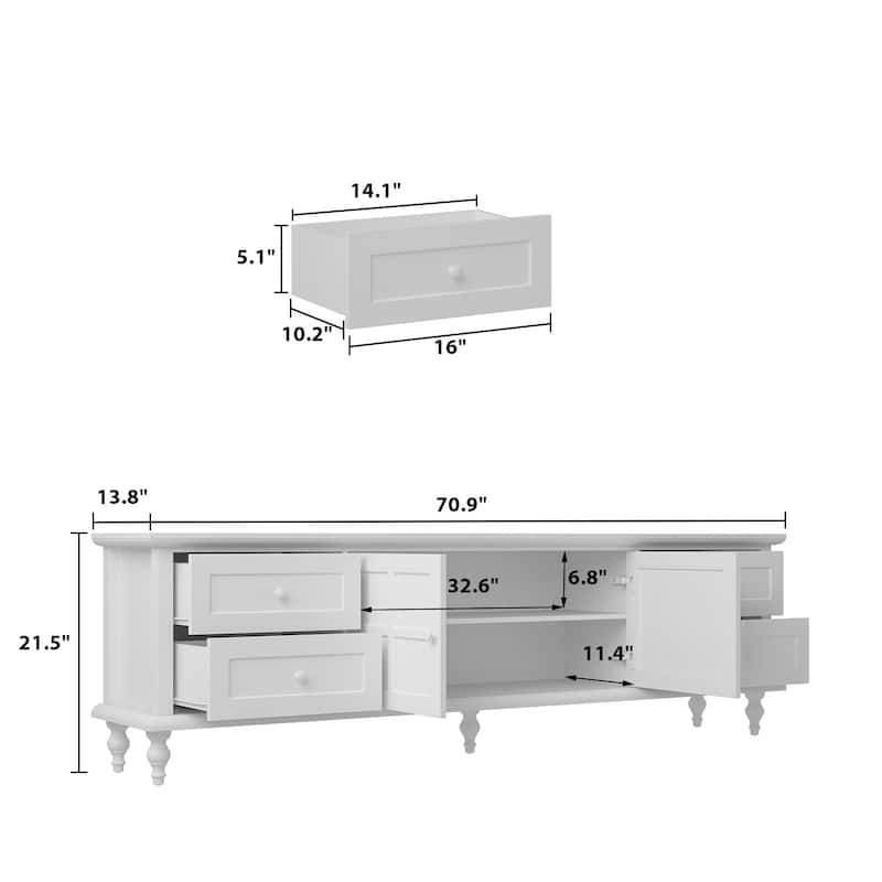 Cabinet Duo Entertainment Center Premium Tempered Glass Display Cabinet - 70.9"Wx21.5"H