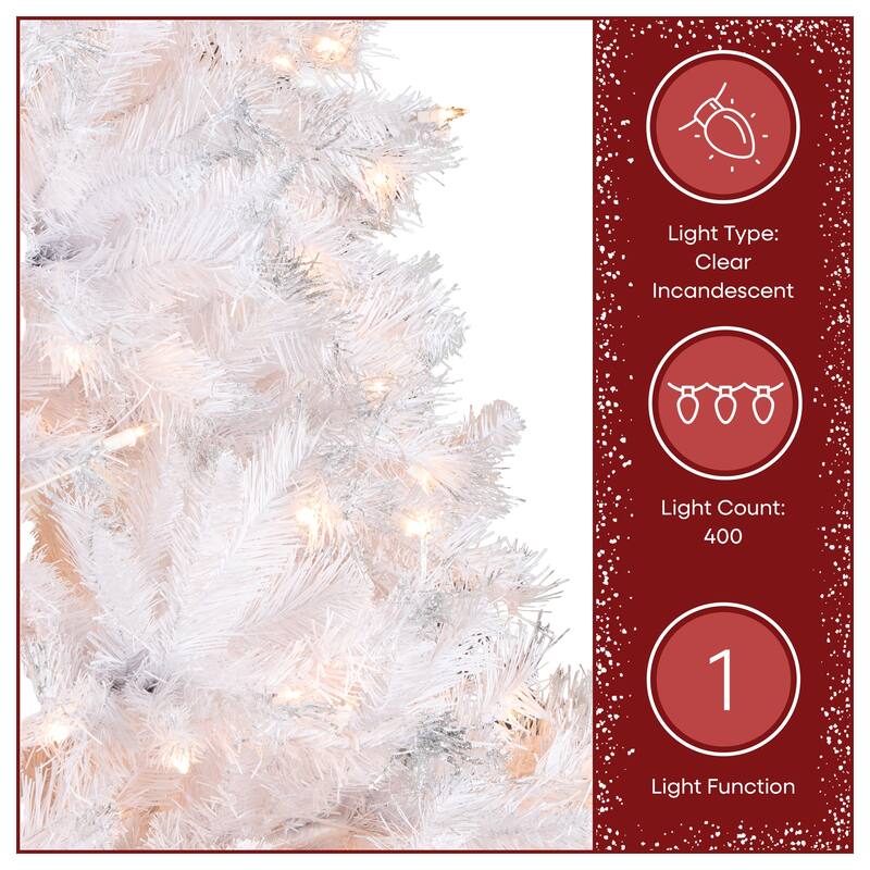 National Tree Company 6.5 ft Pre-Lit Winchester Pine Artificial Christmas Tree, 400 Clear Lights, Silver Glitter, Includes Stand