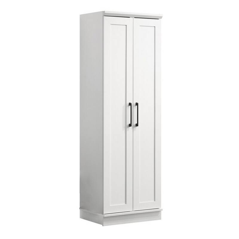 Lyn 71 Inch Storage Cabinet Wardrobe, Framed Panel Doors, White Solid Wood
