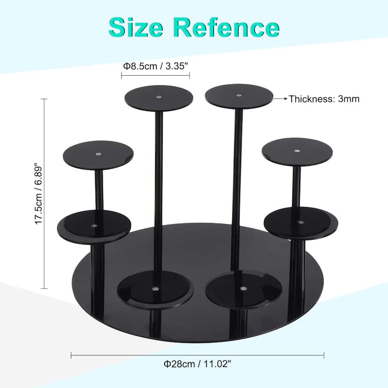 Acrylic Display Stand for Collectible Figures, 8 Tier Round Cupcake Stand Black - Black