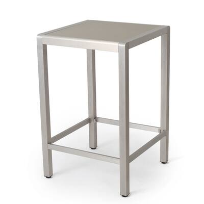 Cape Coral Outdoor Aluminum Bar Table with Glass Top (Table Only) by Christopher Knight Home - 27.56"L x 27.56"W x 43.00"H
