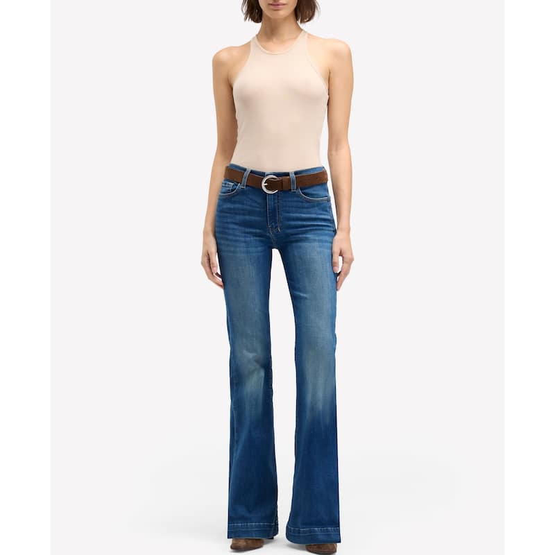 7 For All Mankind Women's Dojo Mid-Rise Wide Leg Flare Jeans - Authentic Blue - 27