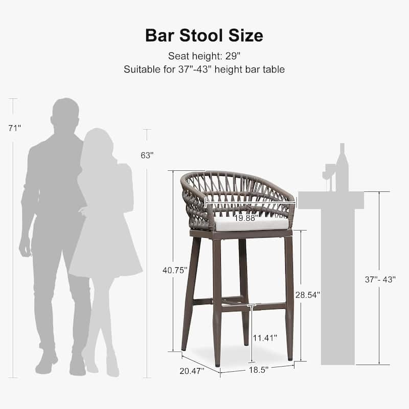 PURPLE LEAF Outdoor Dining Chairs Set of 2 Patio Bar Stools