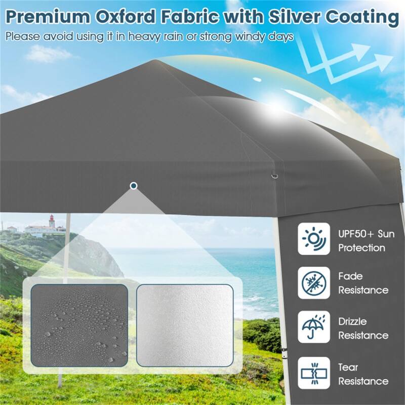 10x9.2 ft Pop-Up Canopy Tent with Awning and Sidewalls Stable Metal Frame for Outdoor Use - 14 x 9.2 x 8.3/8.7 ft (L x W x H)