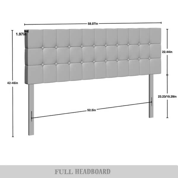 dimension image slide 2 of 4, CraftPorch Linen Button Tufted Upholstered Adjustable Headboard