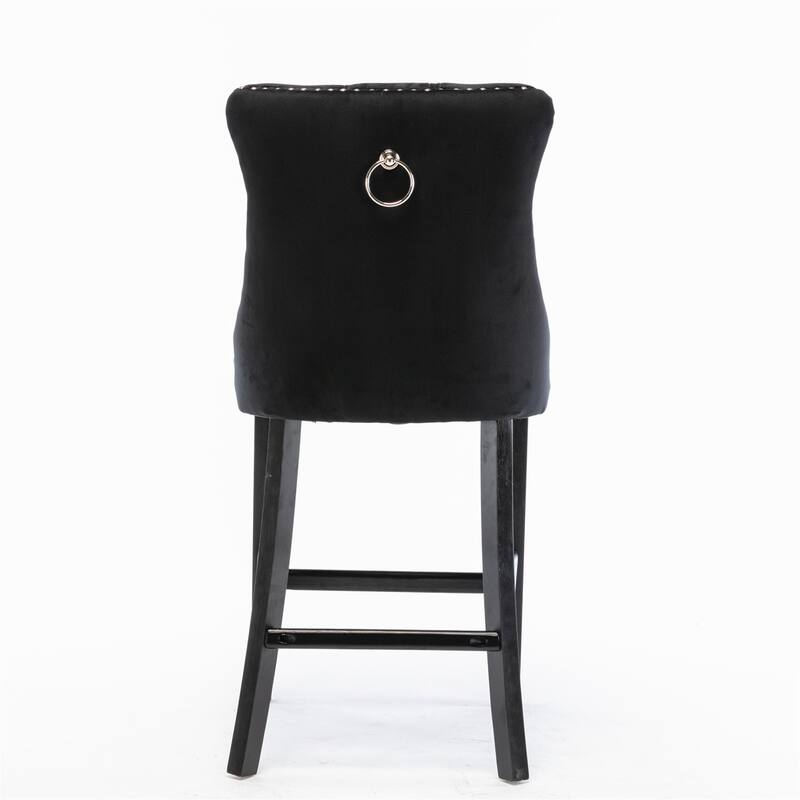 Contemporary Velvet Upholstered Barstools,Set of 2