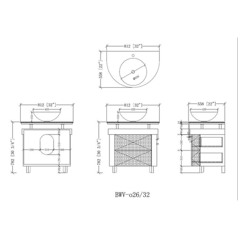 32'' Verdana Vessel Sink Bathroom Vanity