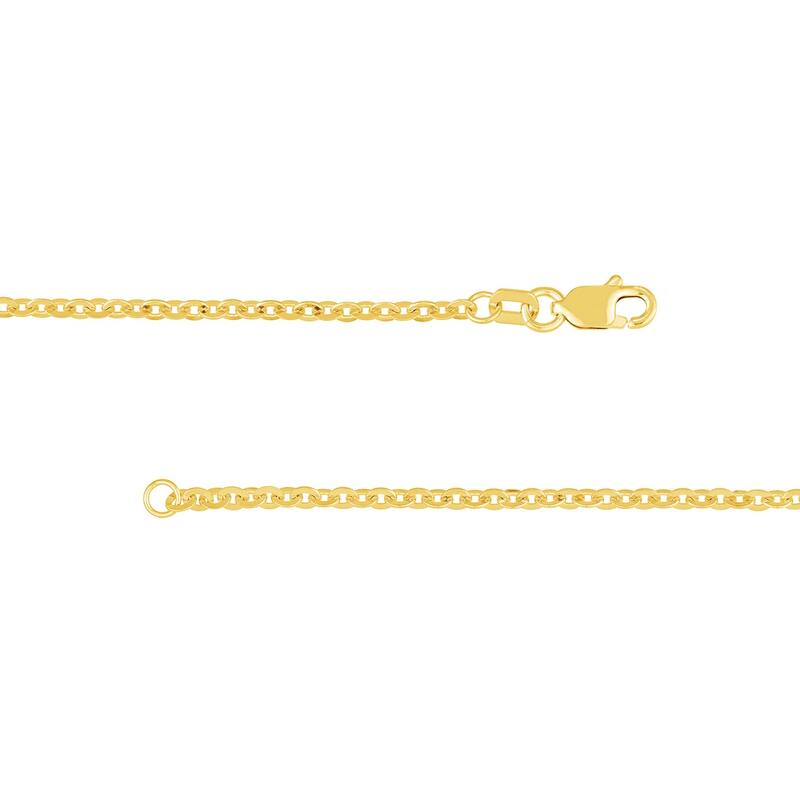 Curata 14k Yellow Gold 2mm Crystal Diamond Cut Cable Chain Necklace (Lobster)