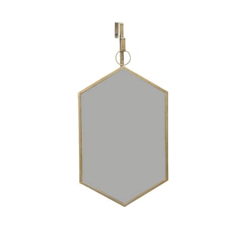 Ec, Hanging Gold Hexagon Mirror, Wb 23.5"H - 13.25" x 0.5" x 23.5"