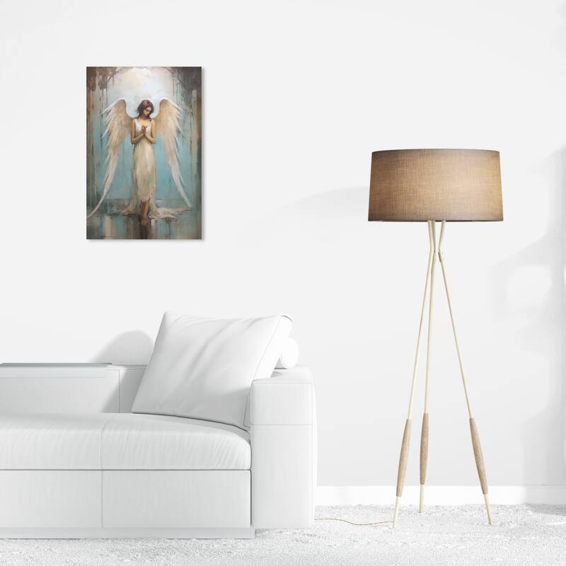Wynwood Studio Canvas Spiritual and Religious Visitation White and Vanilla Rustic Wall Art Canvas Print - 24 x 16