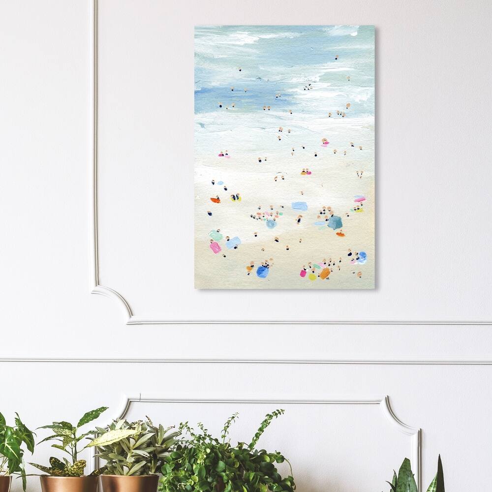 Wynwood Studio 'Tiny People' Nautical and Coastal Wall Art Canvas Print Coastal - Blue, Yellow