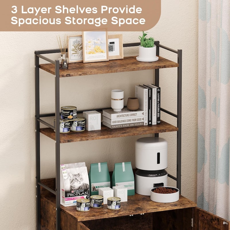Cat Litter Box Enclosure,2-in-1 Hidden Cat Washroom Furniture