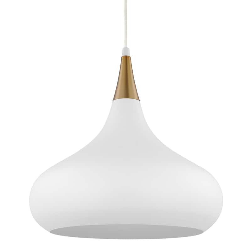 Nuvo Lighting 60/7513 Phoenix 14" Wide Pendant - Matte White / Burnished Brass