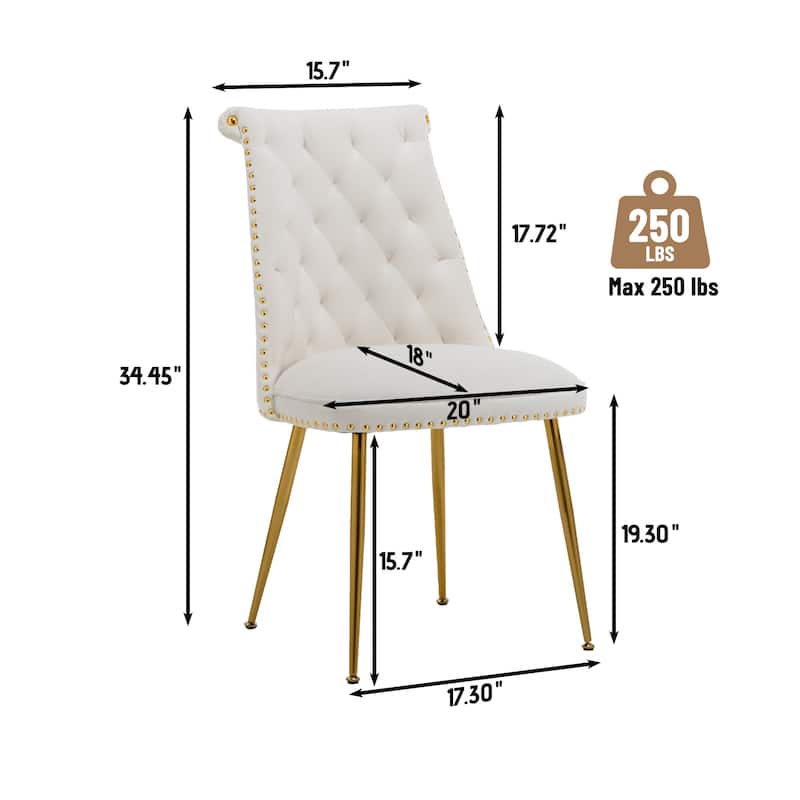 Clihome Modern Velvet Upholstered Featured Dining Chairs (Set of 2)