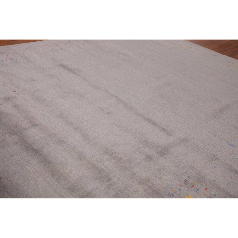 Gray Tribal Gabbeh Oriental Handmade Wool Carpet - 9'0" x 12'0"