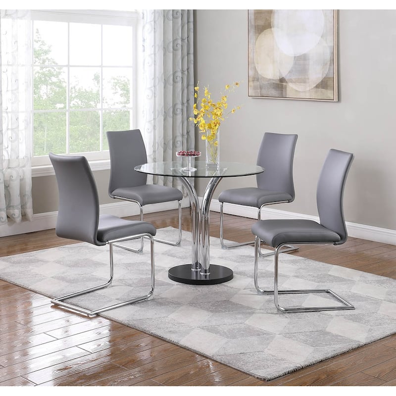 Somette Tina Bistro Style Dining Table with Glass Top - Clear/Black