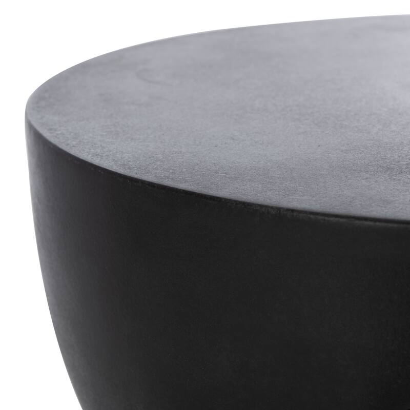 SAFAVIEH Nidhi Indoor/ Outdoor Modern Black Concrete Round Accent Table - 13.7" W x 13.7" L x 17.7" H - 14Wx14Dx18H