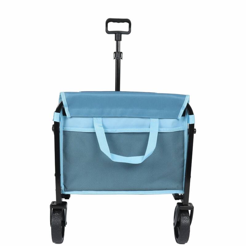 Collapsible Utility Wagon with Wheels, Lightweight Folding Cart with Cup Holders