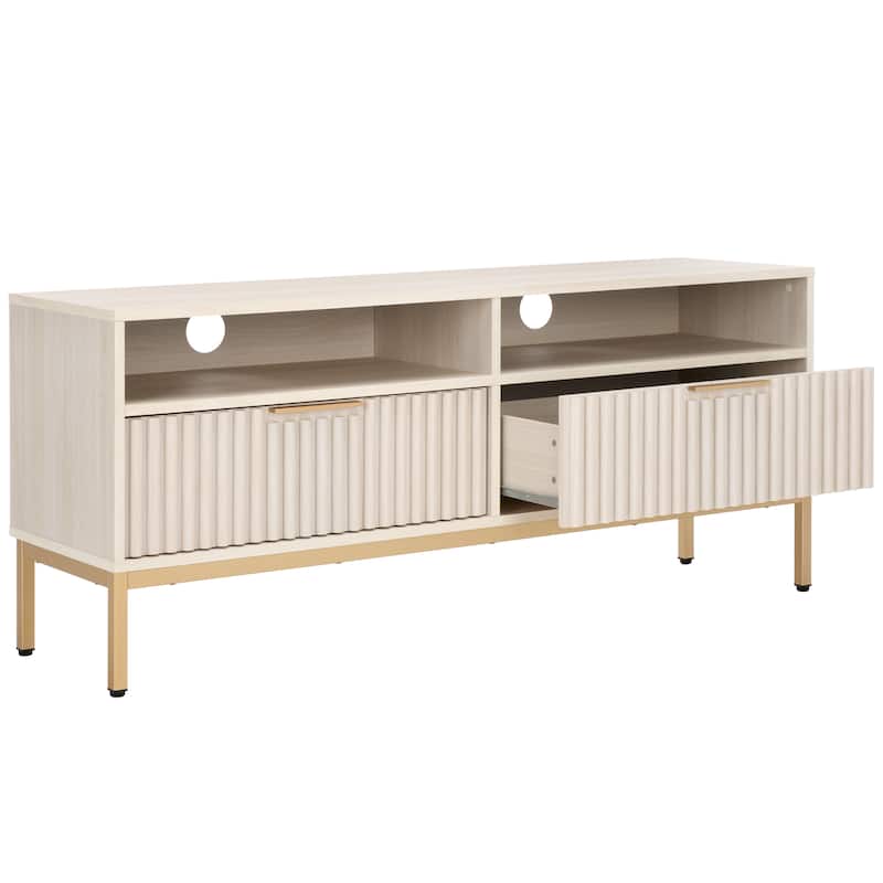 SAFAVIEH Lylia 2-Drawer 2-Shelf Entertainment Media Stand (Fits up to 65" Flatscreen TV) - 60.4 in. x 15.6 in. x 24.8 in.