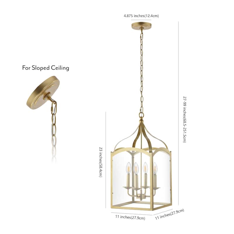 Ruth 11" 4-light Lantern Metal/Glass LED Pendant by JONATHAN Y