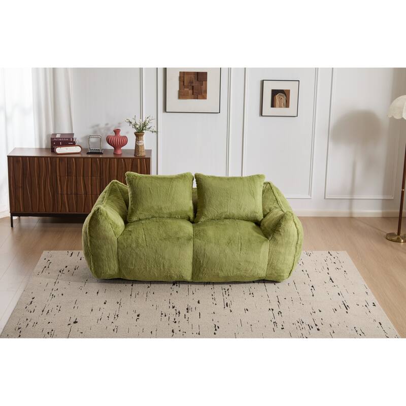 Oversized Bean Bag Sofa Reading Chair, 2-Seater Giant Bean Bag Couch with Pillows, Loveseat Chaise Lounge Sofa Chair