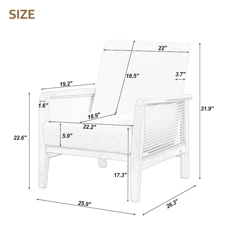 Mid Century Modern Chair with Solid Wood Frame, Arm Chair with Vertical