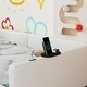 preview thumbnail 8 of 7, Twin Size Upholstered Platform Bed with Guardrail and Charging Station, White