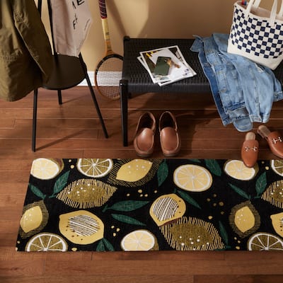 TOWN & COUNTRY LUXE Livie Fresh Lemon Everwash Washable Non-Slip Backing Kitchen Mat