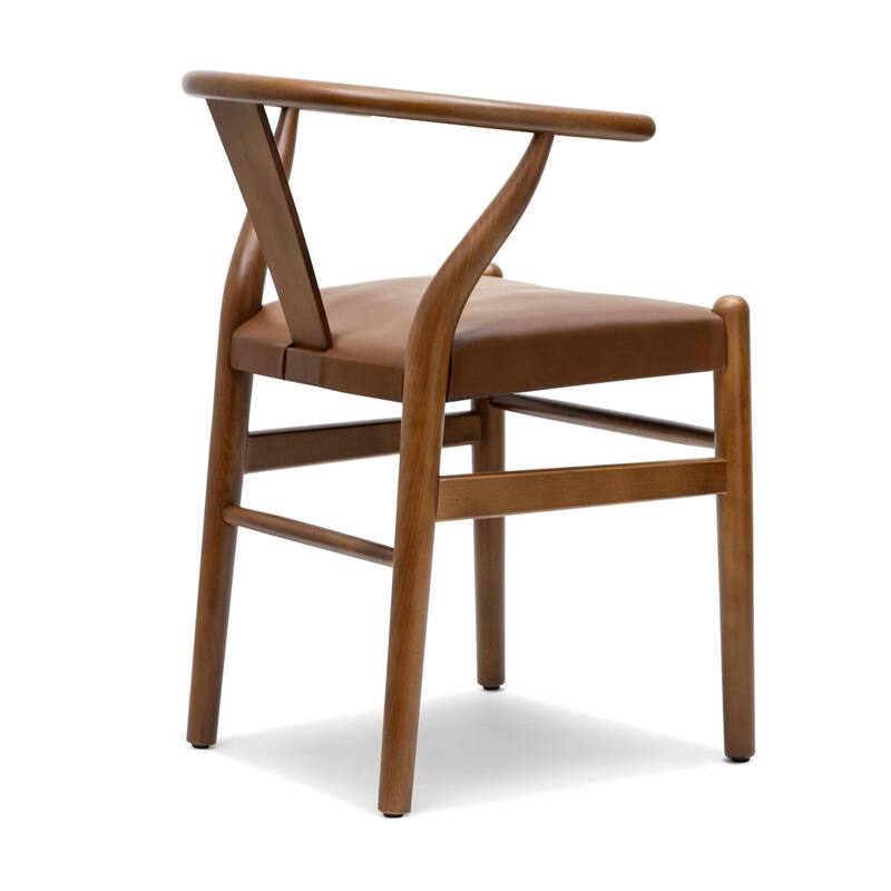 Poly & Bark Lev Vegan Leather Dining Chair with Solid Wood Frame (Set of 2)