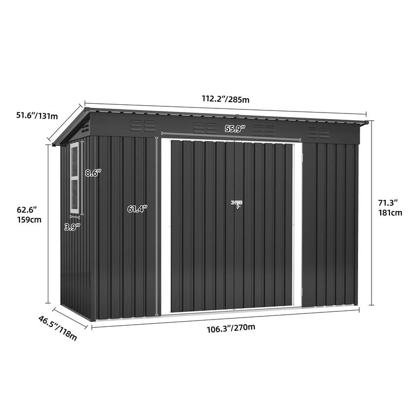 Moasis 9.1x4.2ft Large Tool Storage Shed with Window