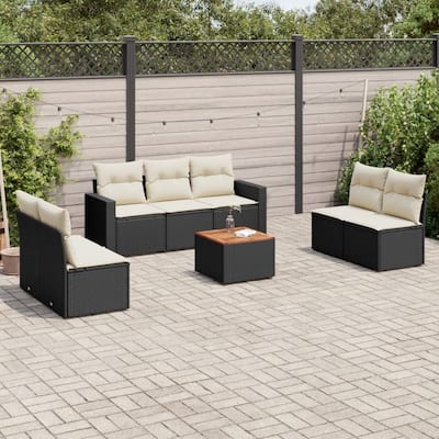 vidaXL Patio Sofa Set with Cushions Outdoor Furniture 8 Piece Poly Rattan - 25.8 x 24.4 x 27.2