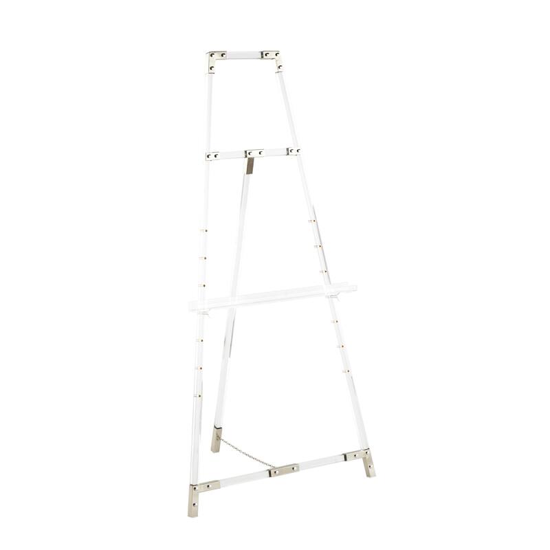 Acrylic Plastic Adjustable 7 Tier Display Easel with Silver or Gold Accents and Chain Support - Clear - Roche River Decor