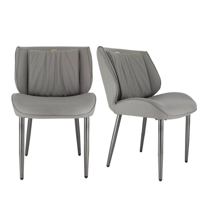 2PCS Upholstered Dining Chairs Kitchen Island Counter Side Chair Curvature Seat