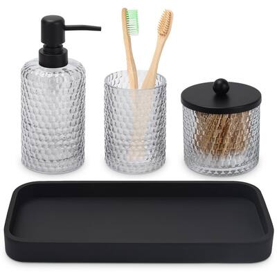 4 Pcs Clear Glass Bathroom Accessories Set
