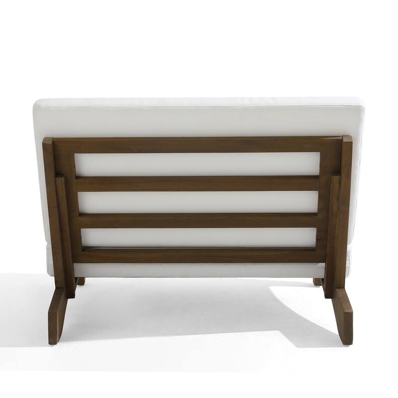 Outdoor Patio Solid Wood Chairs Loveseat Table Chat Set with Cushion