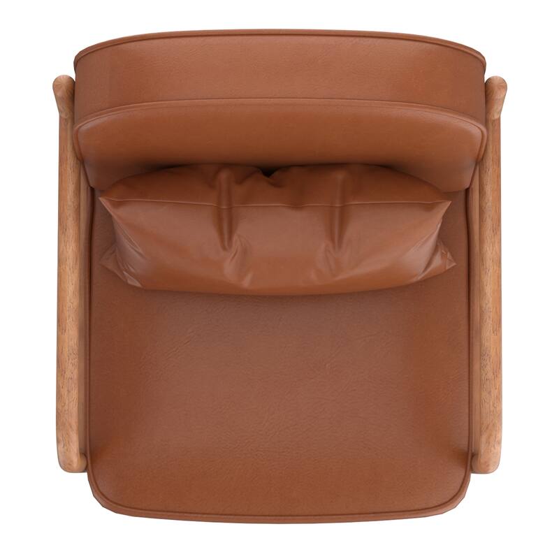 Mid-Century Modern Faux Leather & Solid Wood Accent Chair