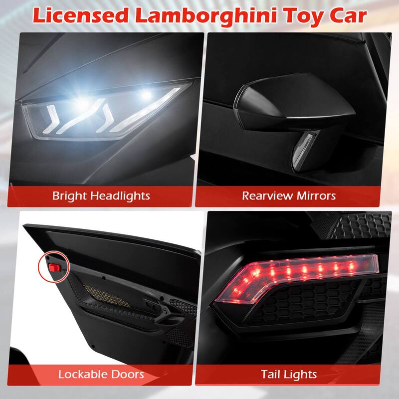 Costway 4WD 2-Seater Ride on Car, Licensed Lamborghini Kids’ Vehicles - See Details