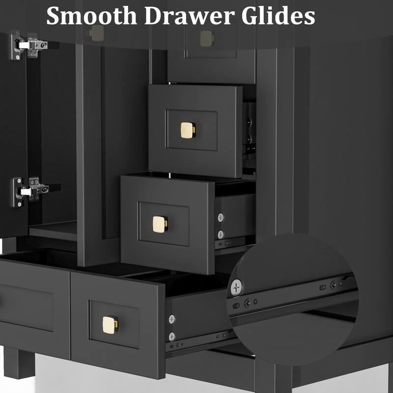 Eclife 30'' Bathroom Vanities Cabinet with Drop in Sink Combo Set