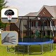 preview thumbnail 2 of 11, 16 ft. Blue Round Outdoor Trampoline with Basketball Hoop and Enclosure Net