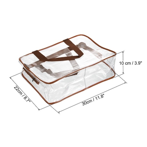 dimension image slide 2 of 4, 2Pcs Clear Toiletry Bag Makeup Pouch with Zipper Handle - 11.8x3.9x8.7"