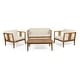 preview thumbnail 21 of 20, Nicholson Outdoor 4-seat Acacia Chat Set by Christopher Knight Home Teak+Beige
