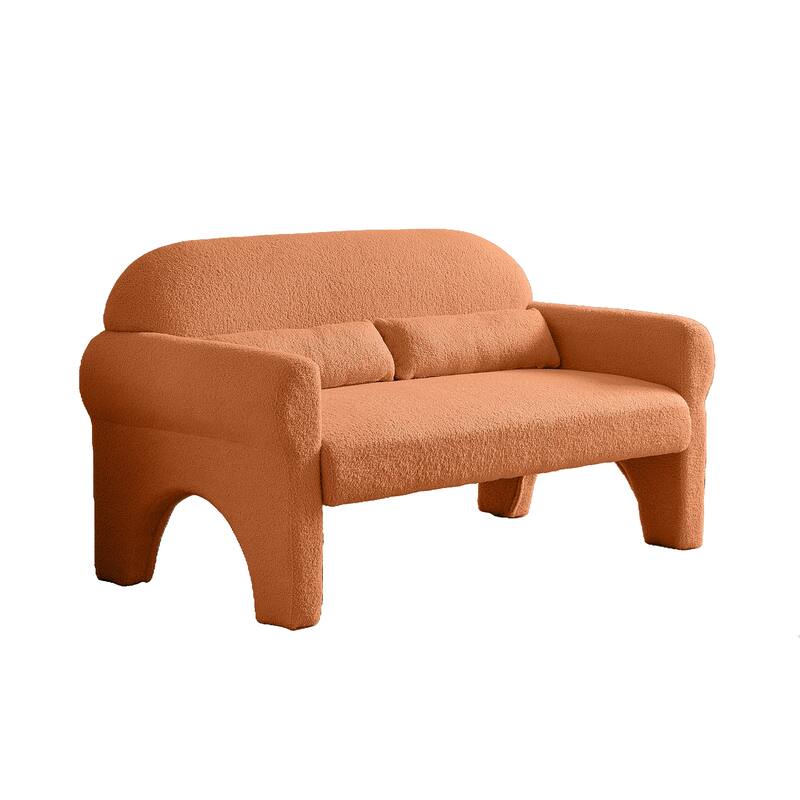 Modern teddy fabric loveseat for Living room - Orange